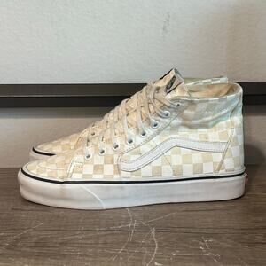 Vans Sk8-Hi Women’s Athletic Skate Shoes Sneakers Size 9 Beige Checkerboard